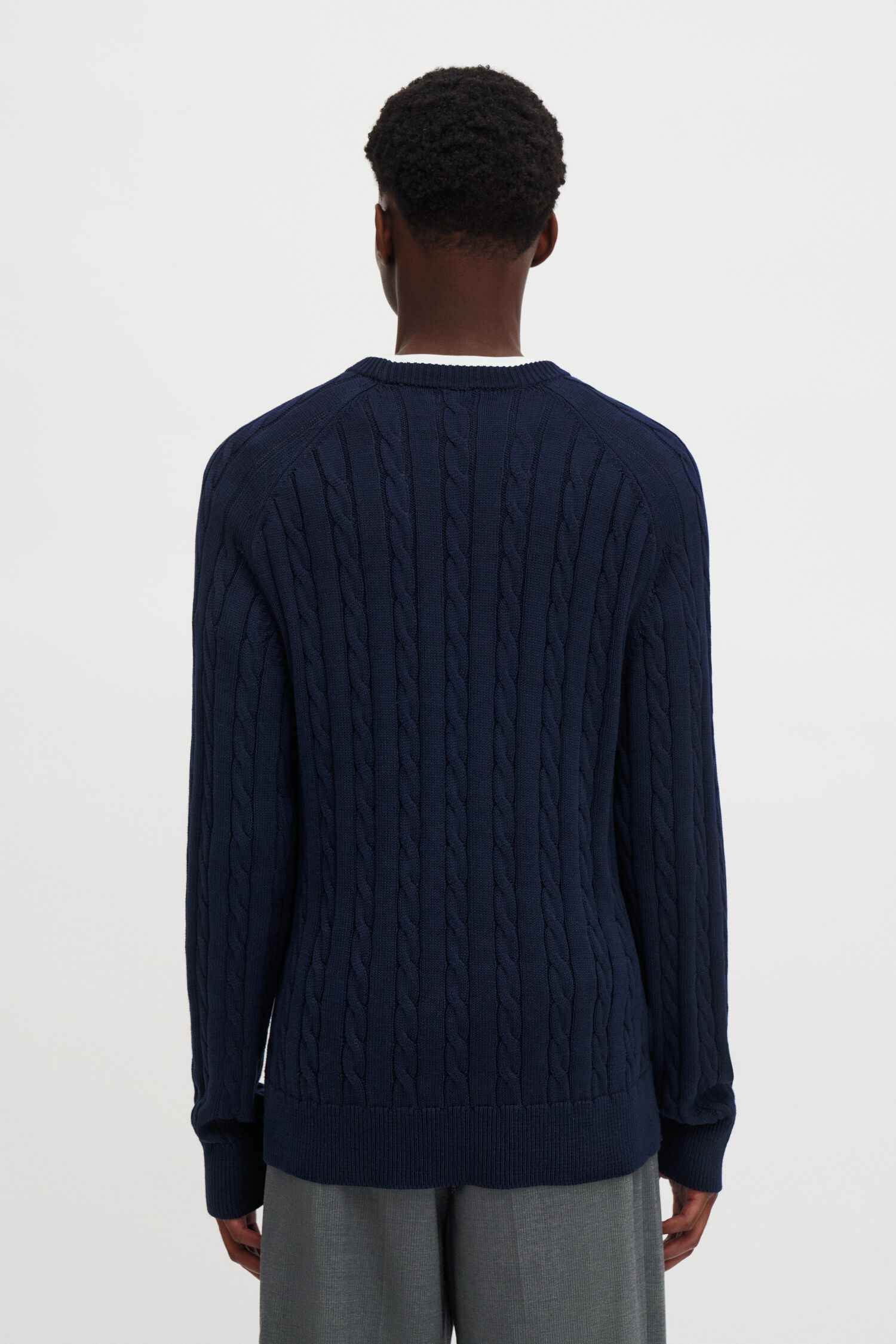 Braid Cotton Crewneck Sweater