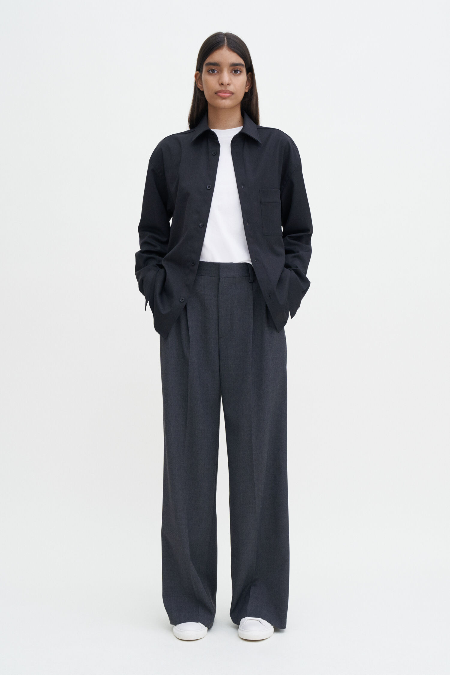 W Boxy Wool Twill Shirt
