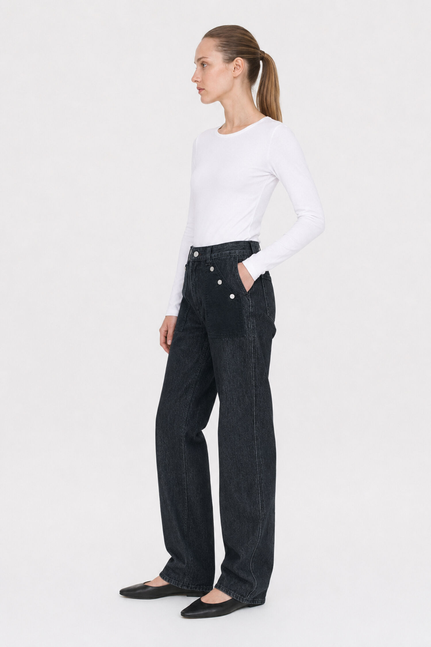 Contrast Pocket Straight Jeans