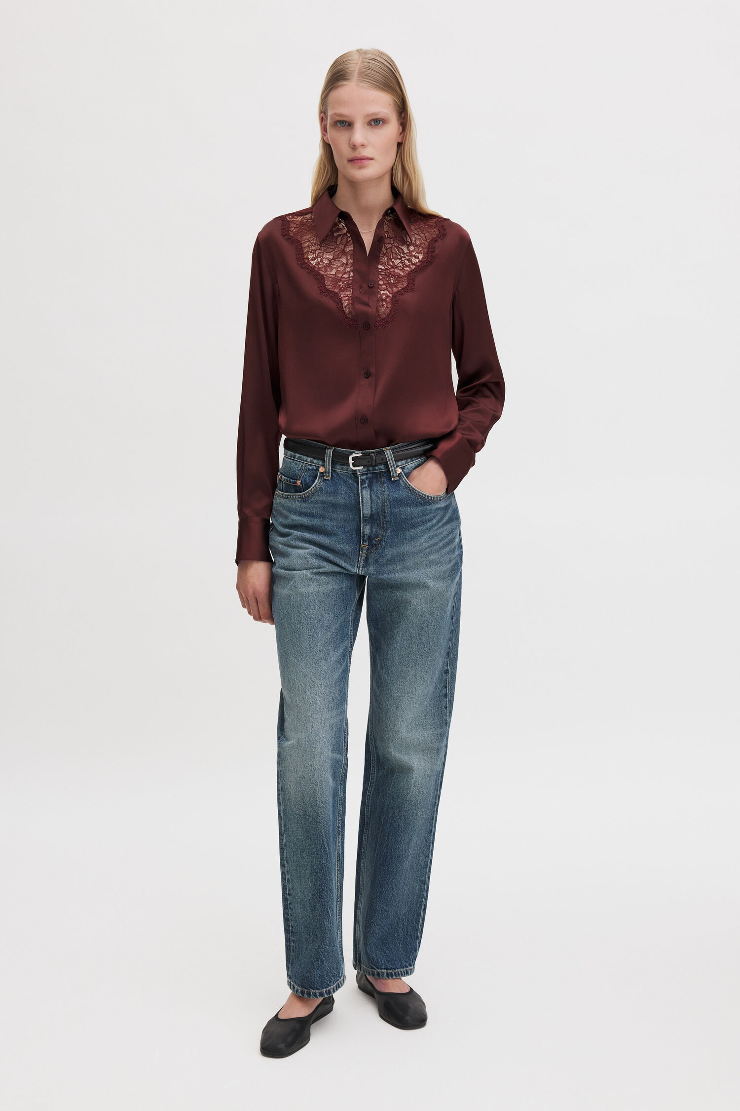 V-Detail Lace Shirt