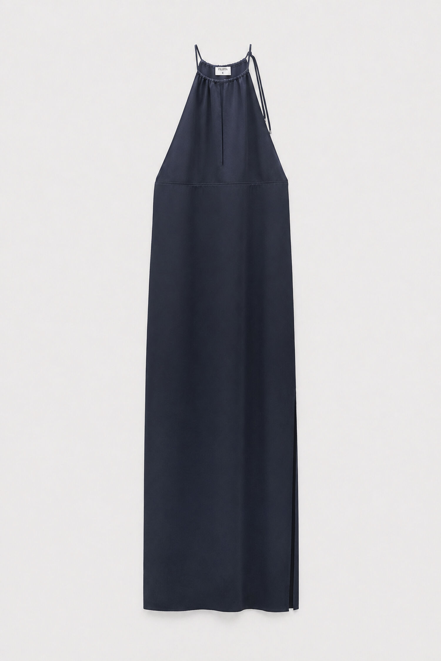 Gathered Neck Satin Dress