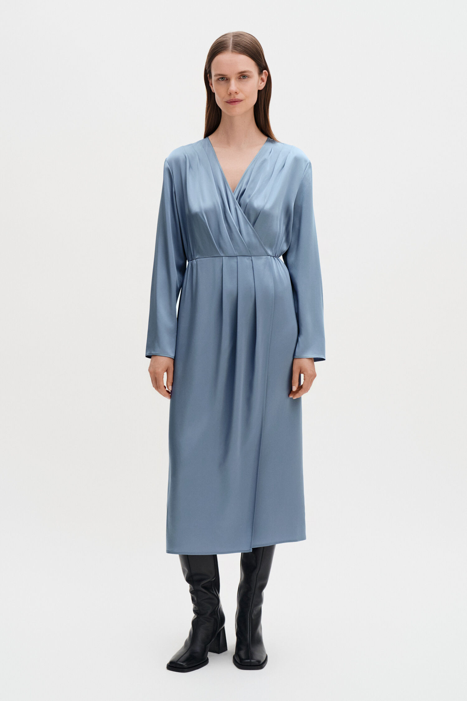 Pleated Wrap Dress