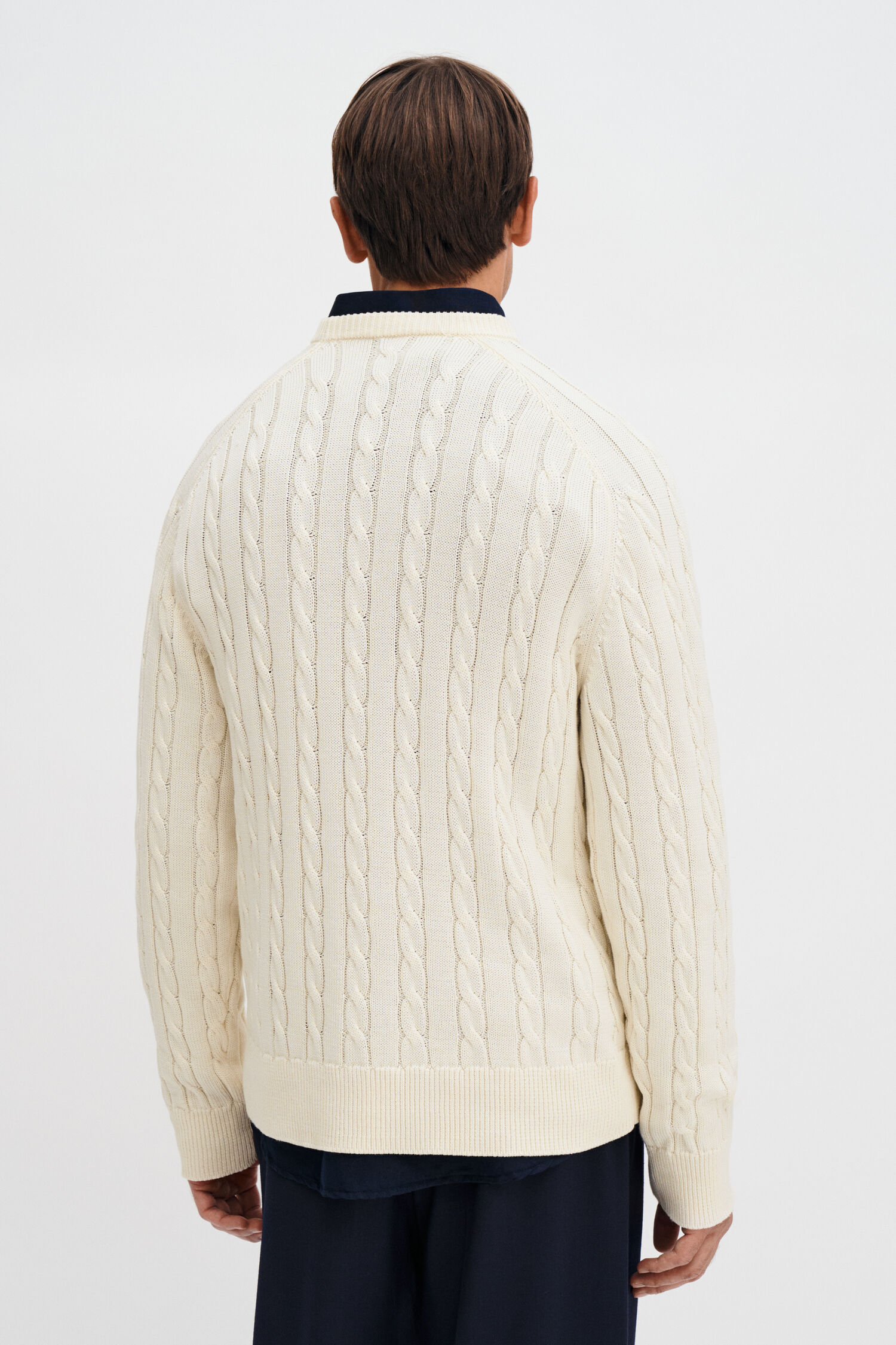 Braid Cotton Crewneck Sweater