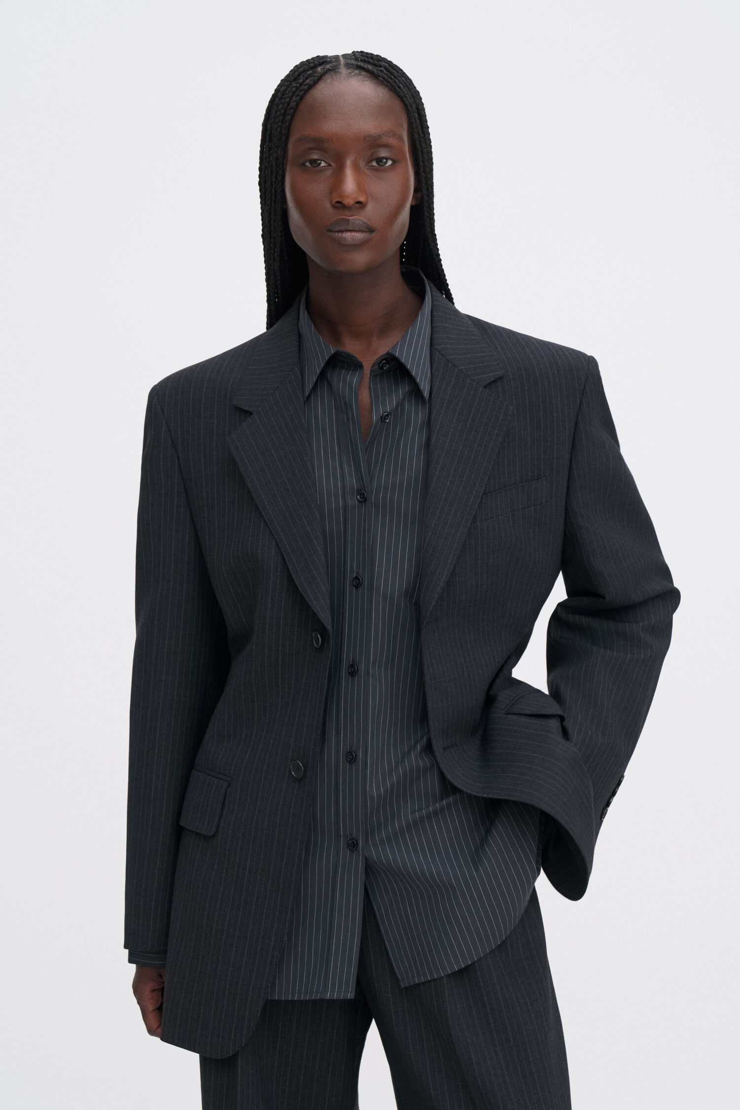 Hourglass Pinstripe Blazer