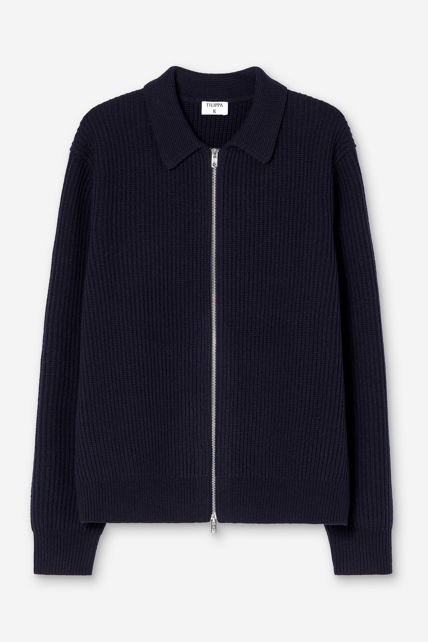 Ribbed Wool Zip Cardigan