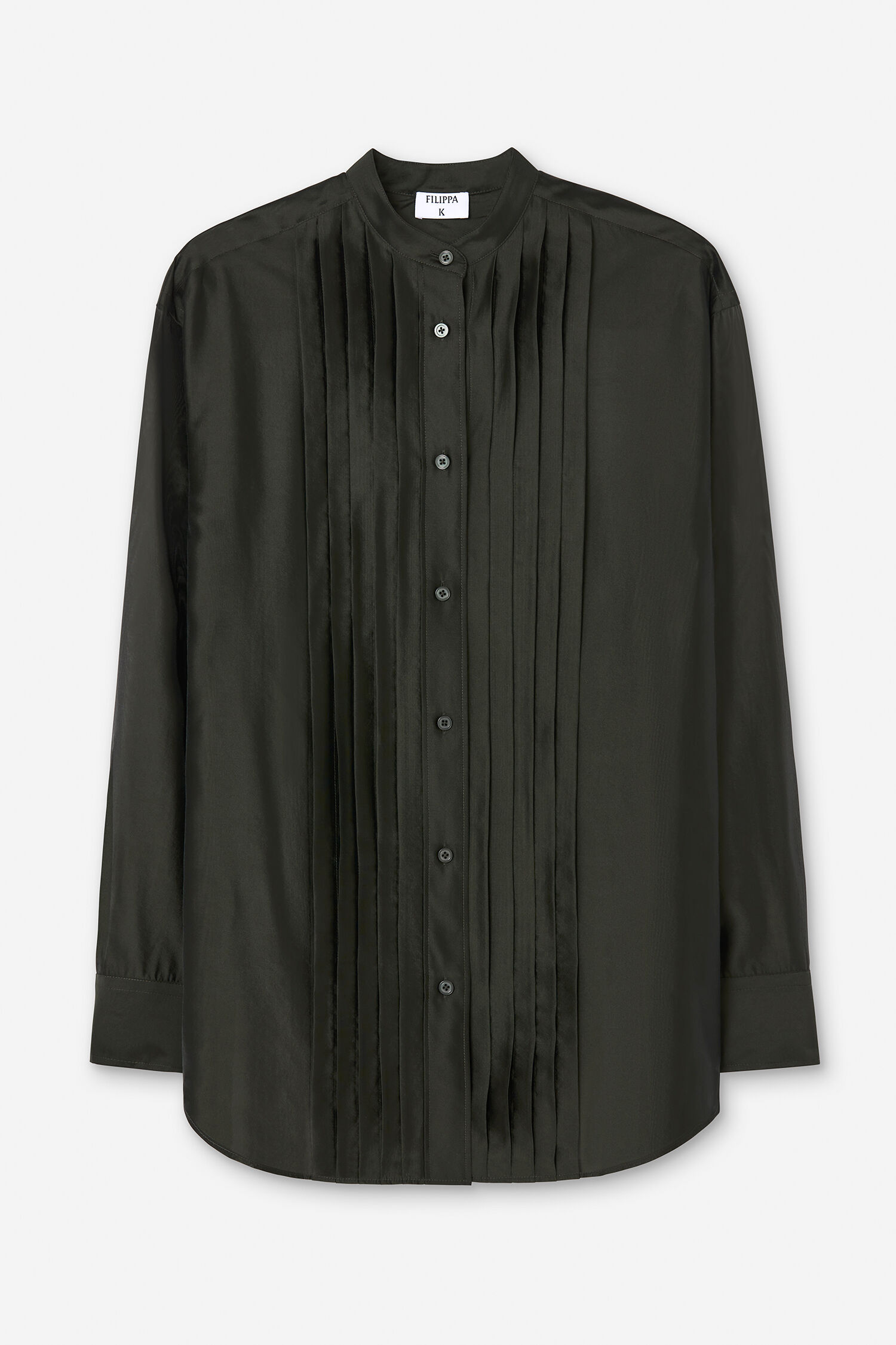 Pleated Stand Collar Shirt