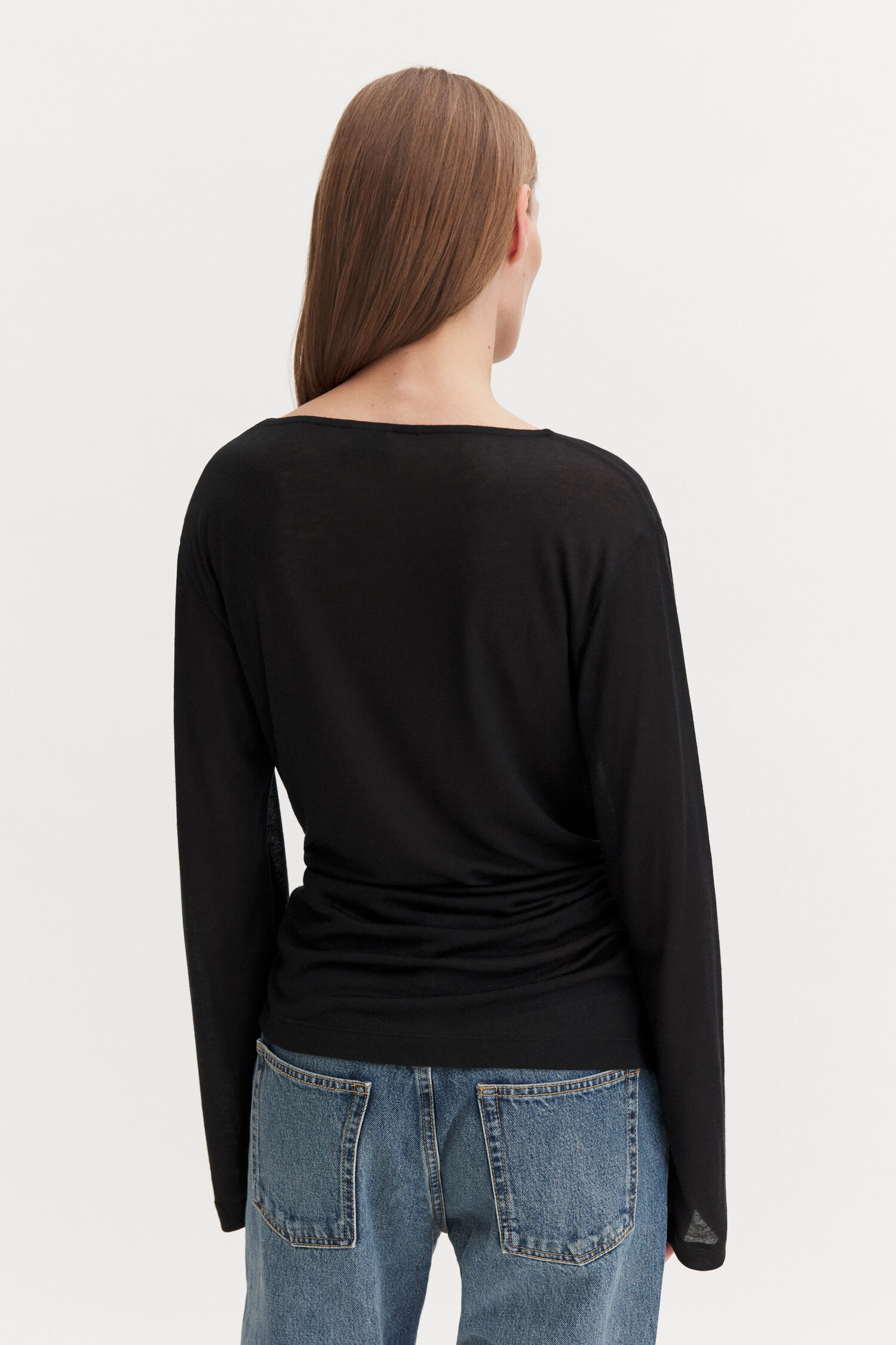Gathered Lyocell Cashmere Top