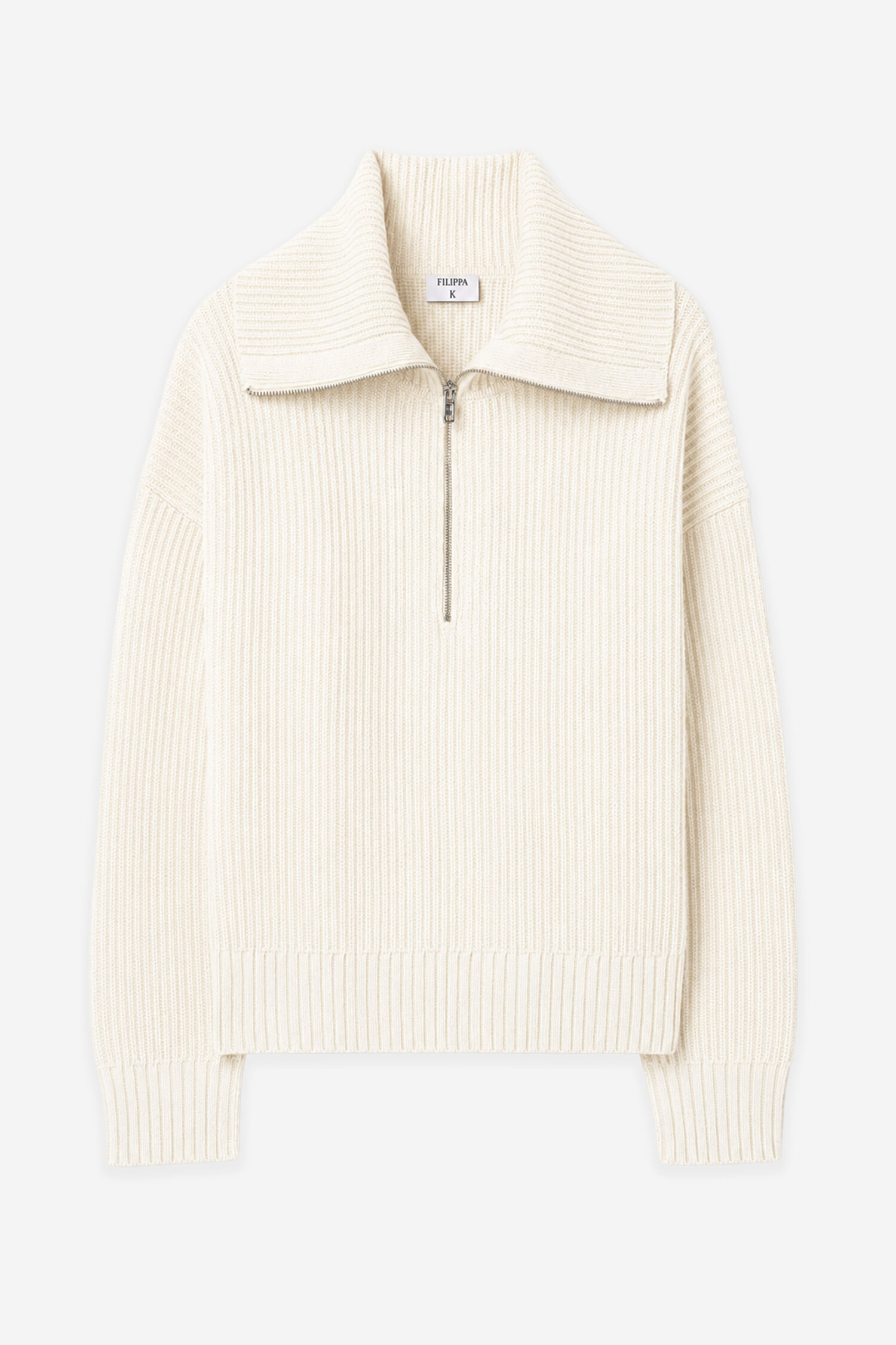 Ribbed Wool Half Zip Sweater
