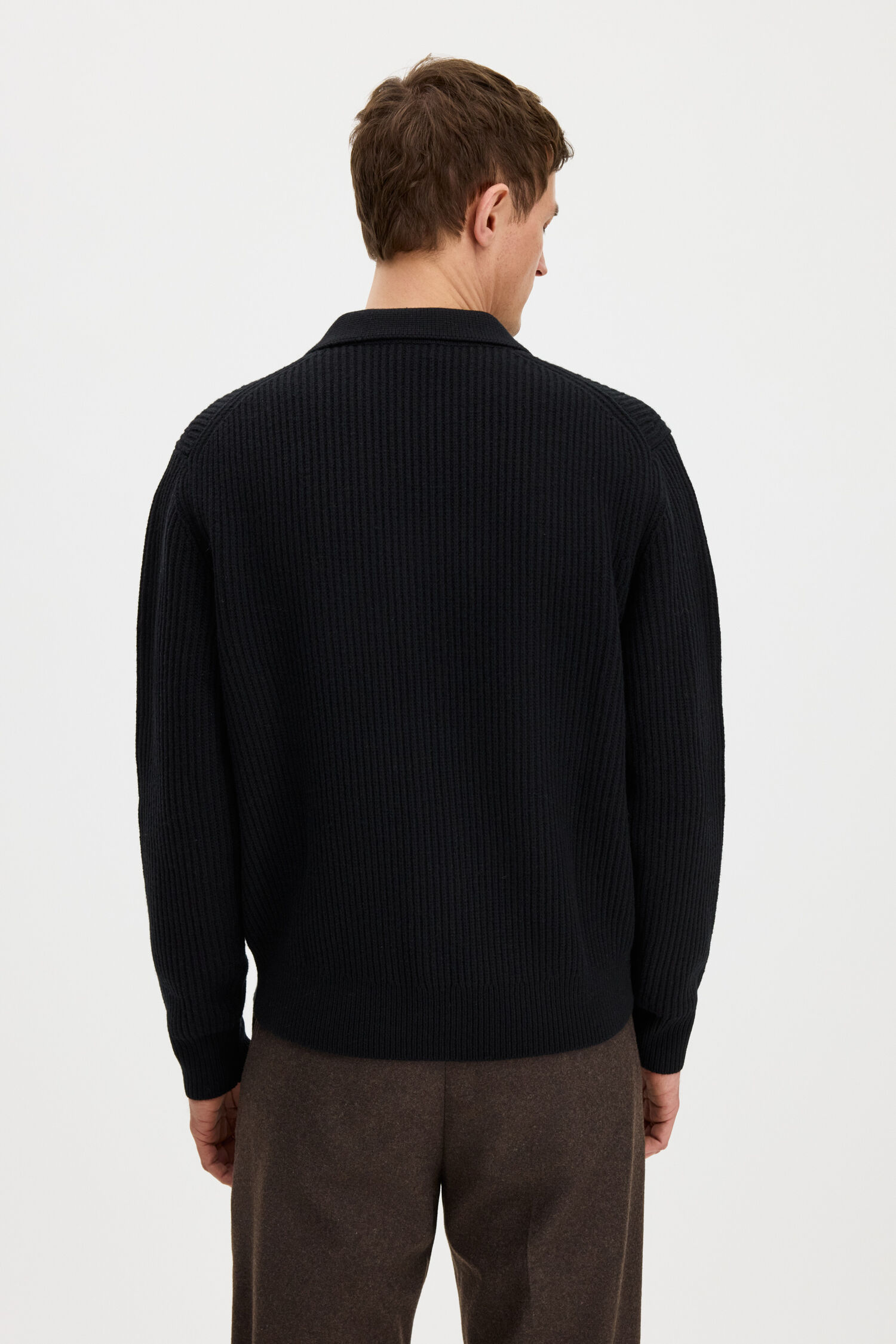 Ribbed Wool Zip Cardigan