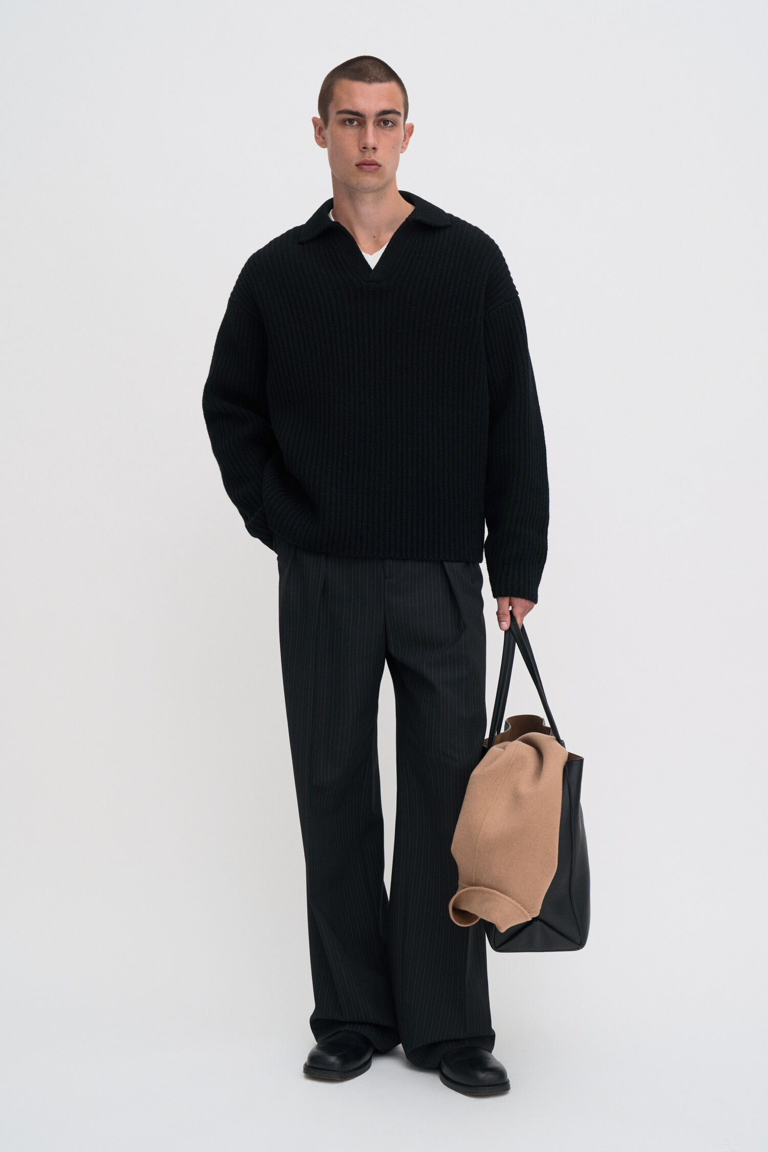 Chunky Ribbed Wool Polo