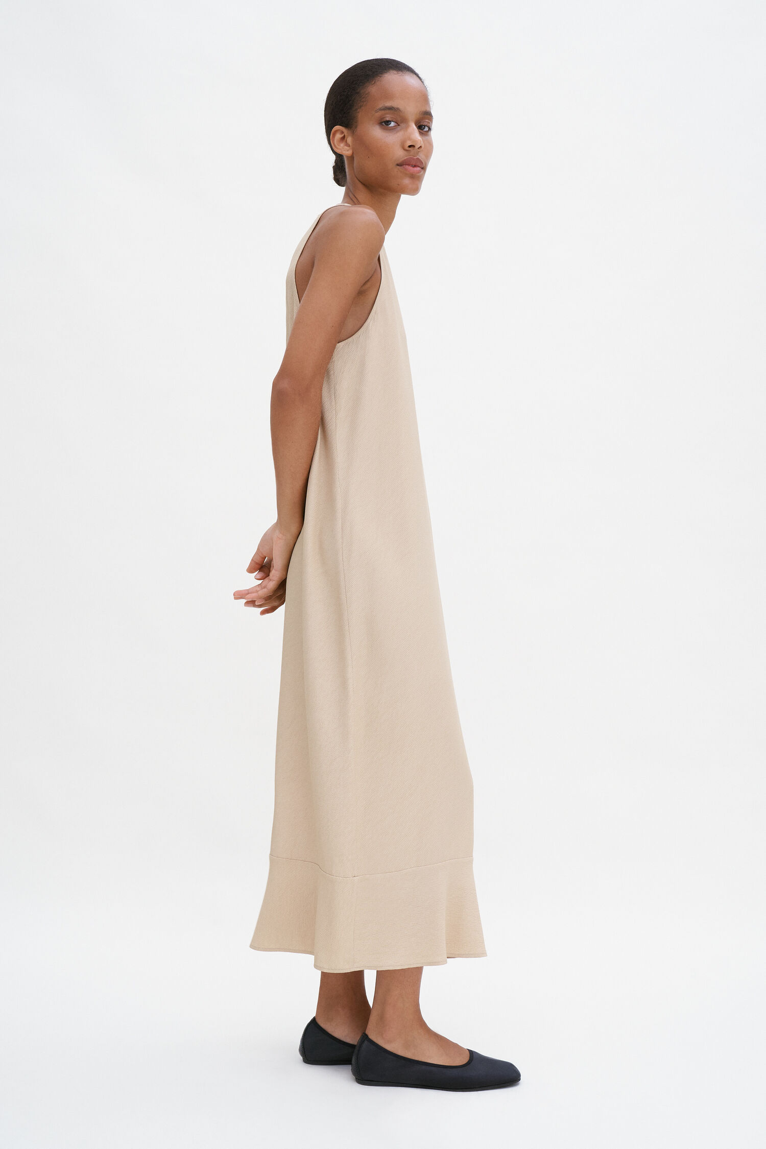 Draped Twill Tank Dress