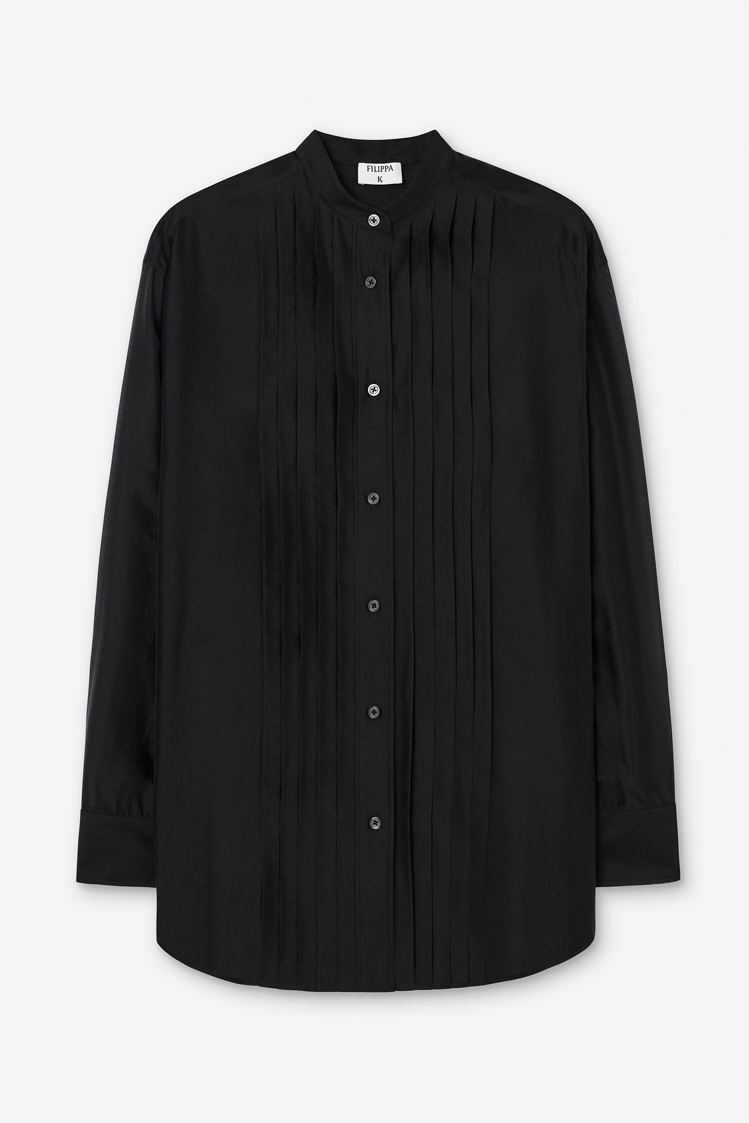 Pleated Stand Collar Shirt