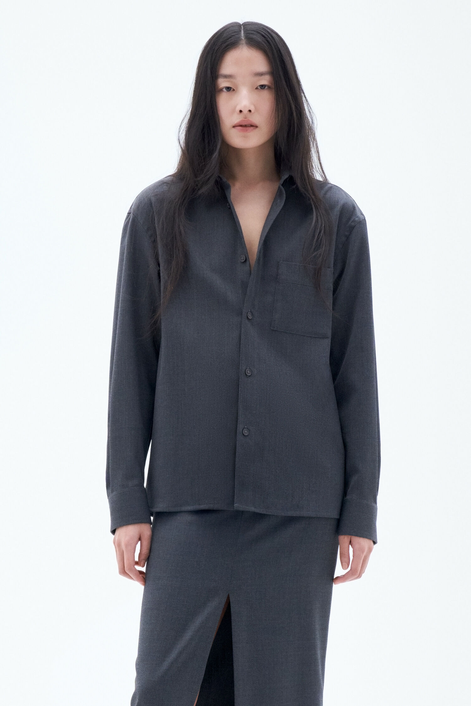 W Boxy Wool Twill Shirt