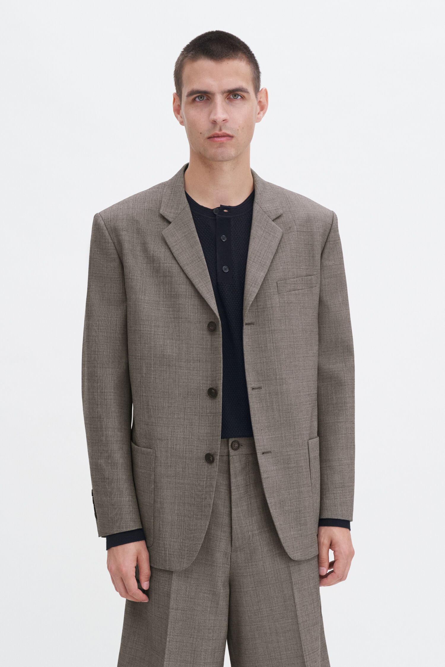Wool Blend Patch Pocket Blazer